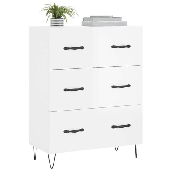Maison Exclusive - Buffé Vit glänsande 69,5x34x90 cm Ingenjörsträ