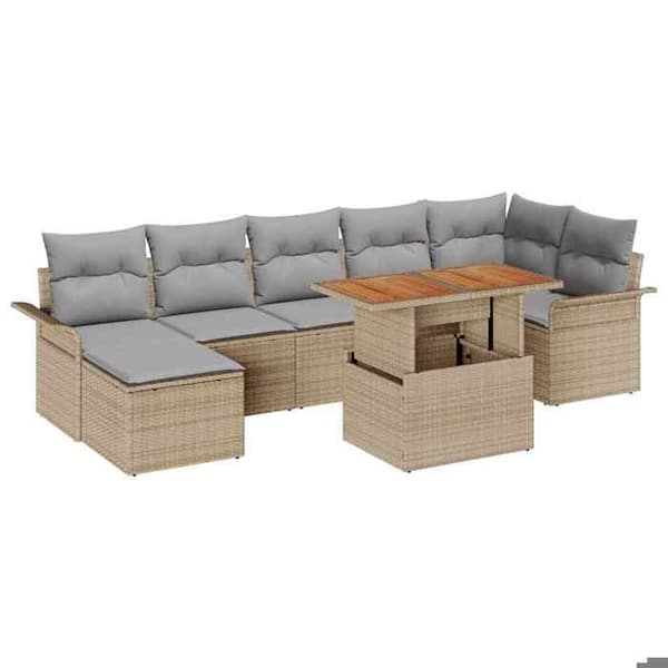 Havemøbel sæt - MAISON EXCLUSIVE - Rektangulær modulær - 5 pladser - Poly rattan beige - Indbyggede opbevaringsløsninger beige