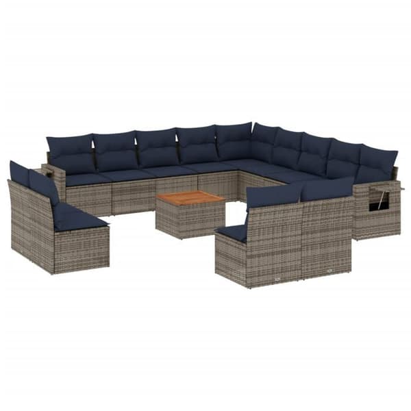 Modulær have-sofa - EKSKLUSIV HUS - Modulær - Grå - Vejrbestandig PE-rattan - 14 dele Grå