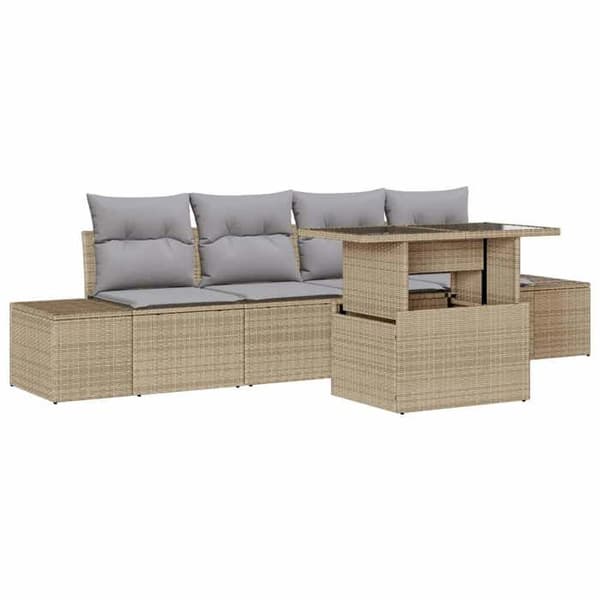 Maison Exclusive - 5 osan beige ja vaaleanharmaa puutarhakalustesarja Beige och ljusgrå