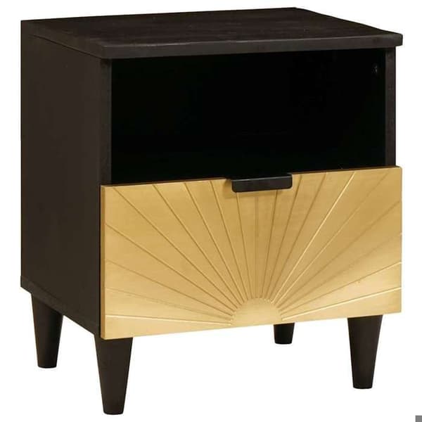 Maison Exclusive - Natbord Sort og guld 40 x 33 x 46 cm Ingeniørtræ