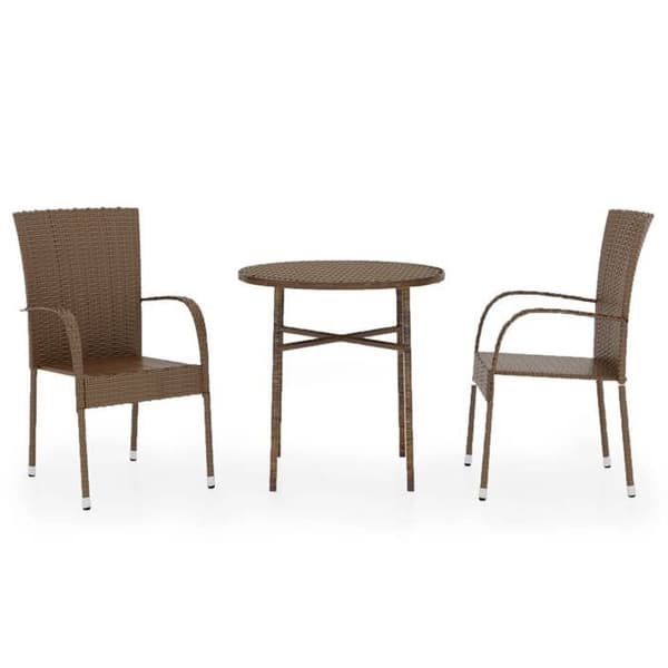 Maison Exclusive - Trädgårdsset 3 delar Flätad resin Brun