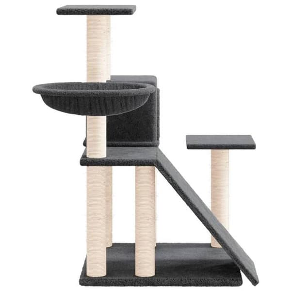 Kattträd - Exklusivt hus - Mörkgrå - 82 cm - Sisalstolpar mörkgrå
