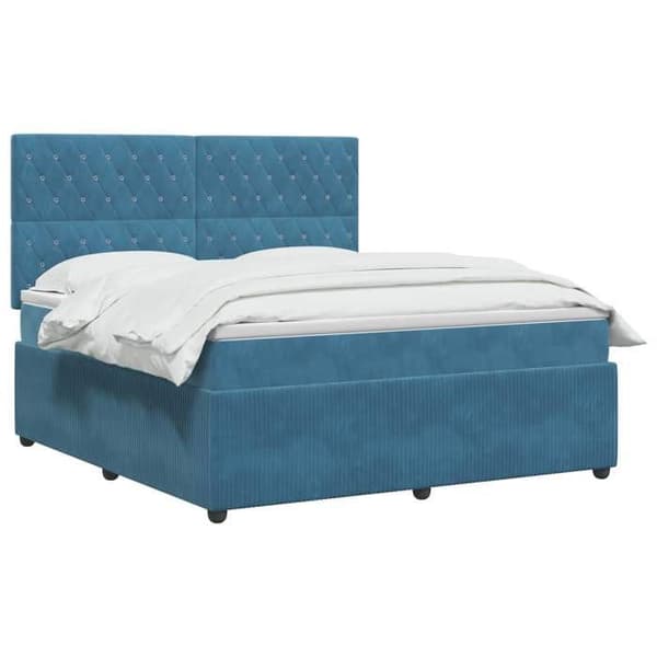Maison Exclusive - Boxspring säng med madrass Blå 140 x 190 cm Sammet Blå