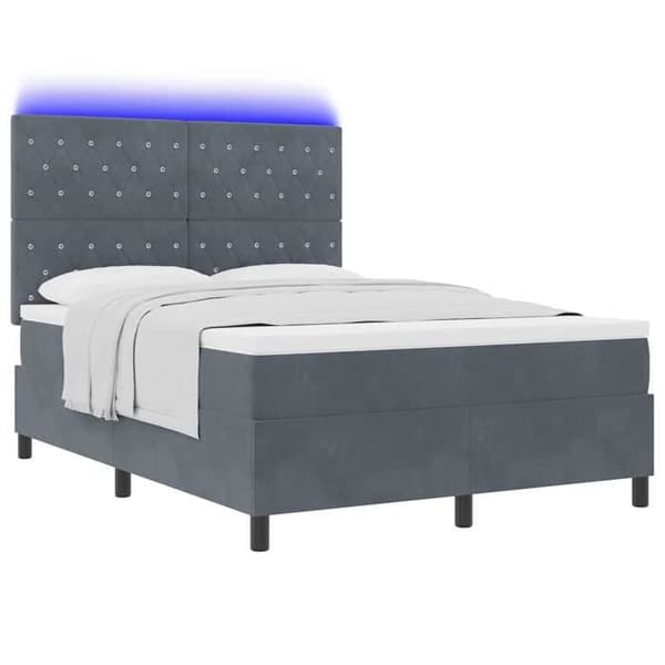 Maison Exclusive - LED-jousipatja tummanharmaalla 160 x 200 cm sametilla Mörkgrå