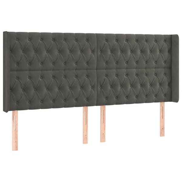 Maison Exclusive - LED-päätyharso Tummanharmaa 203x16x118/128 cm Sametti mörkgrå