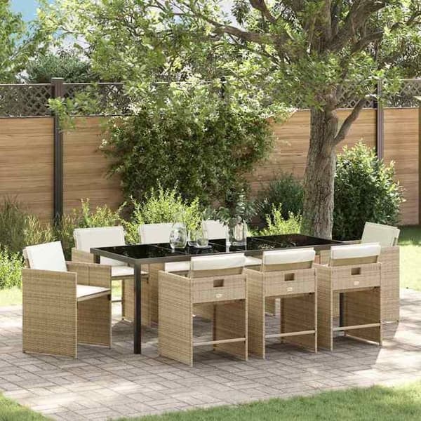 Maison Exclusive - 9 pc spisestue sæt til haven i beige polyrotin beige