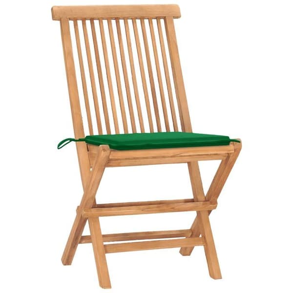 Maison Exclusive - Fällbart utomhusmatbord med kuddar 3 delar Teak Grön (kudde)