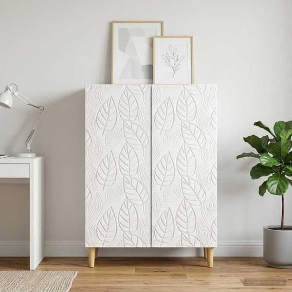 Maison Exclusive - Buffé Vit glänsande 66 x 34,5 x 90 cm Ingenjörsträ