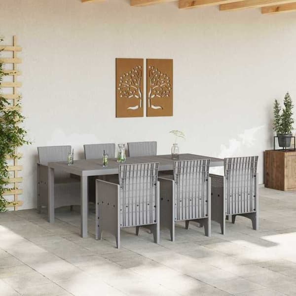 Maison Exclusive - 7 osan ruokailuryhmä puutarhaan, vaaleanharmaa