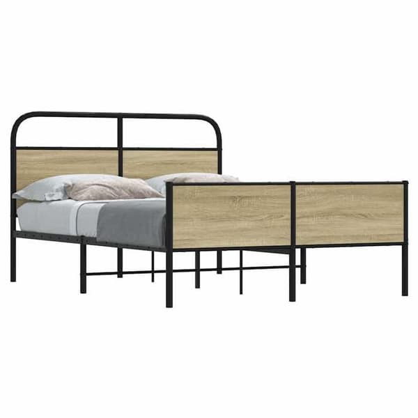 Sengestel - EKSKLUSIV HUS - 120x200 cm - Sonoma eg - Robust stål - Lamelseng Sonoma ek