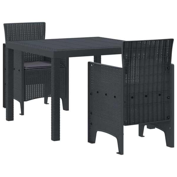 Maison Exclusive - 3-delars matsalsset för trädgård i anthracite