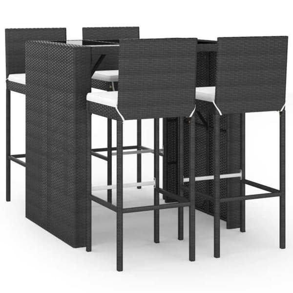 Maison Exclusive - Havebar sæt 5 dele med sorte polyrattan puder Svart