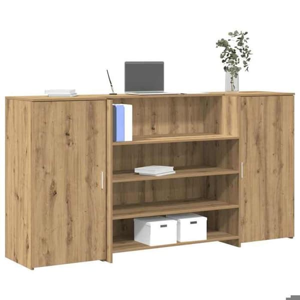 Maison Exclusive - Reception desk i håndlavet egetræ 200x50x103,5cm i ingeniørtræ