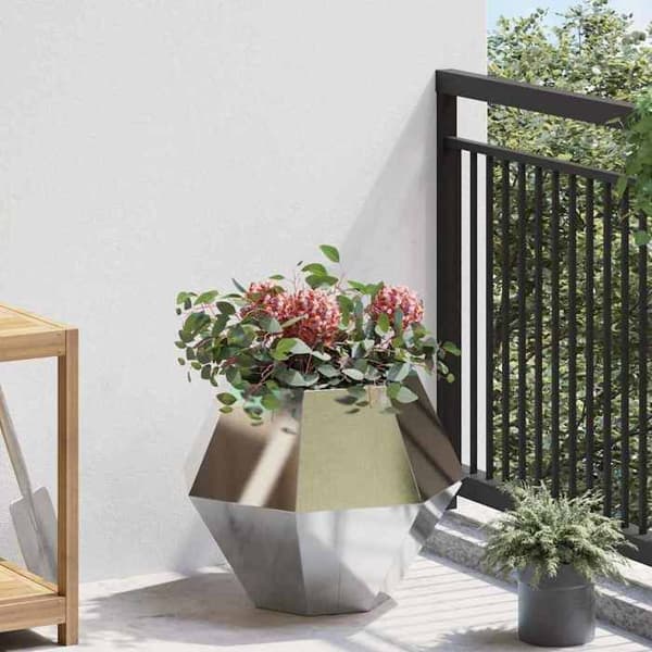 Jardinière - EXKLUSIVT HUS - 50 x 50 x 40 cm - Rektangulär - Rostfritt stål - Pack 2 Silver