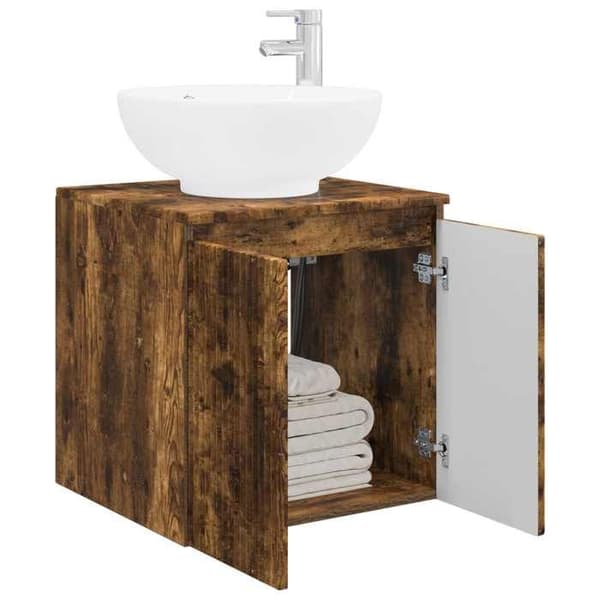 Exklusiv möbel - Väggmonterad handfat Vanity Rökt ek 49,5 x 44,5 x 65 cm