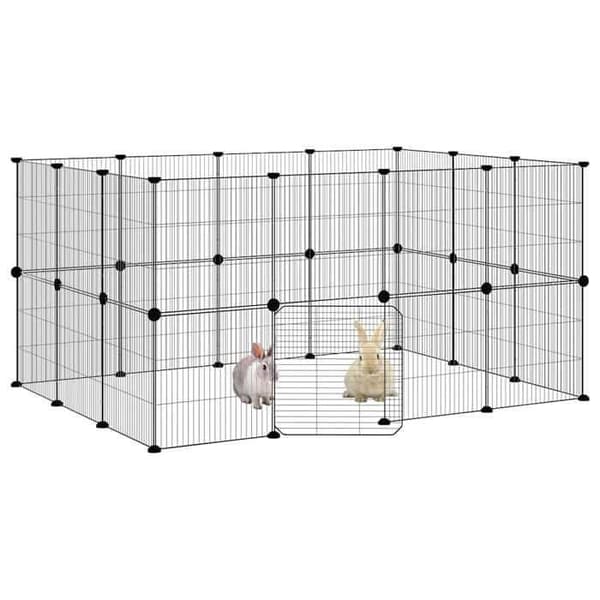 Maison Exclusive - Kæledyrbur med 28 paneler og dør Sort 140x105x70 cm