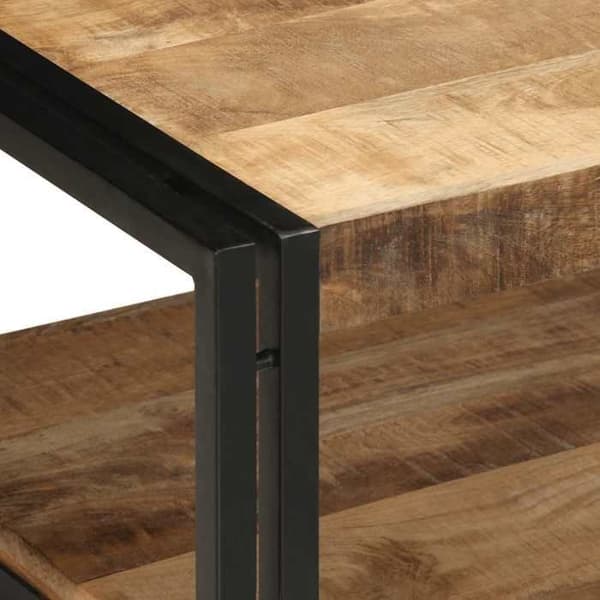 Bord - EKSKLUSIV HUS - 90 x 50 x 38 cm - Massivt mangotræ - Jernramme - Rektangulær