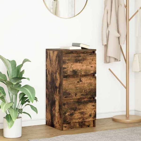Buffet - EKSKLUSIVT HUS - 37,5 x 35 x 76 cm - Røget eg - Ingeniørtræ - Multifunktionel Rökt ek