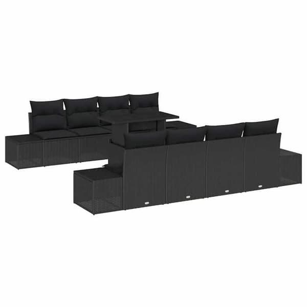 Lounge-soffor - MAISON EXCLUSIVE - Modulär - 9 delar - Svart - Poly rattan & lackad stål Svart