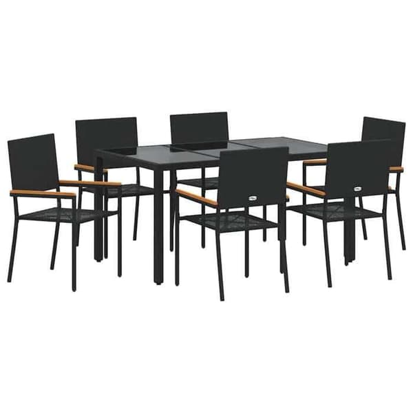 Maison Exclusive - 7 pc have spisebordssæt i sort polyrotin Svart