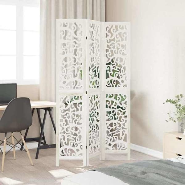 Maison Exclusive - Skillevæg 3 paneler hvid paulownia massivt træ