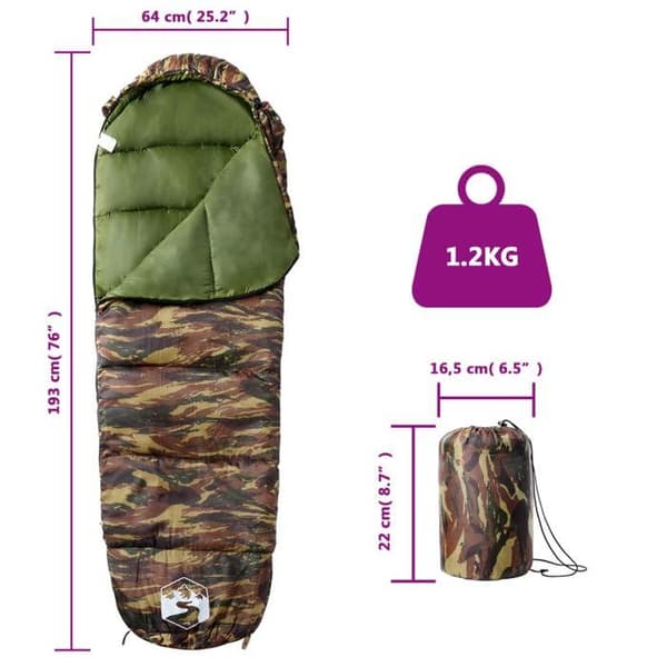 Sovepose - EKSKLUSIVT HUS - Mumie 3 sæsoner - Vandafvisende polyester - PP polstring - Dobbelt lynlås