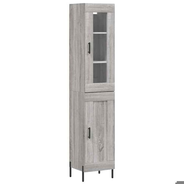 Maison Exclusive - Buffé hög Sonoma grå 34,5x34x180 cm Ingenjörsträ
