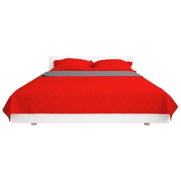 Maison Exclusive - Kaksipuoleinen tikkikangaspeitto Punainen ja harmaa 170x210 cm Rött och grått