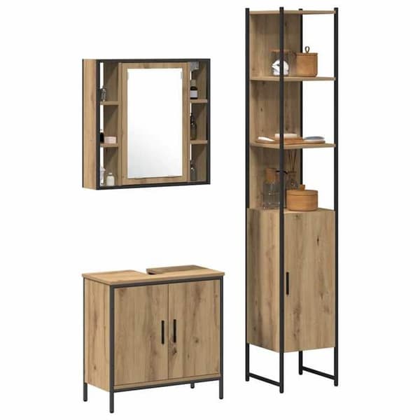 Maison Exclusive - Badeværelsesmøbler 3 stk Brun 33 x 33 x 185,5 cm brun