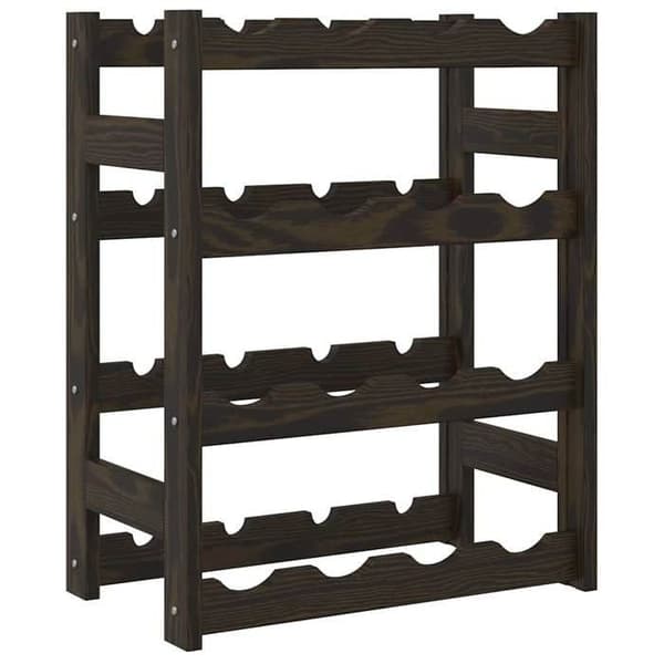 Maison Exclusive - Flaskställ för 16 flaskor svart solid furu