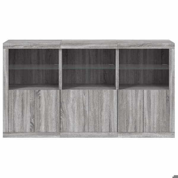 Maison Exclusive - Buffet LED-valoilla sonoma harmaa 181,5x37x100 cm