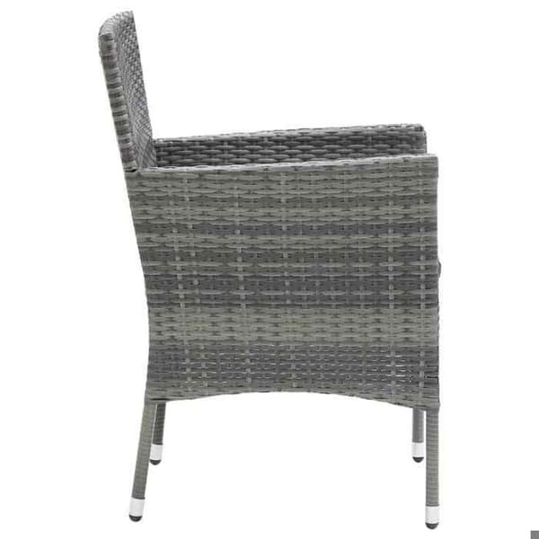 Maison Exclusive - Trädgårds matsalsset med kuddar 7 delar Flätad resin Grå Grå