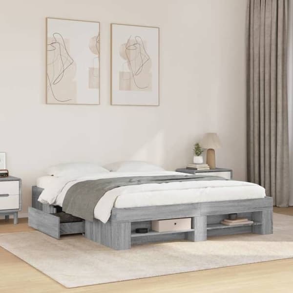 Maison Exclusive - Sengestel uden madras sonoma grå 150x200 cm Sonoma grå