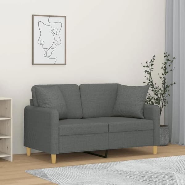 Maison Exclusive - Soffa 2 platser med mörkgrå kuddar 120 cm tyg Mörkgrå