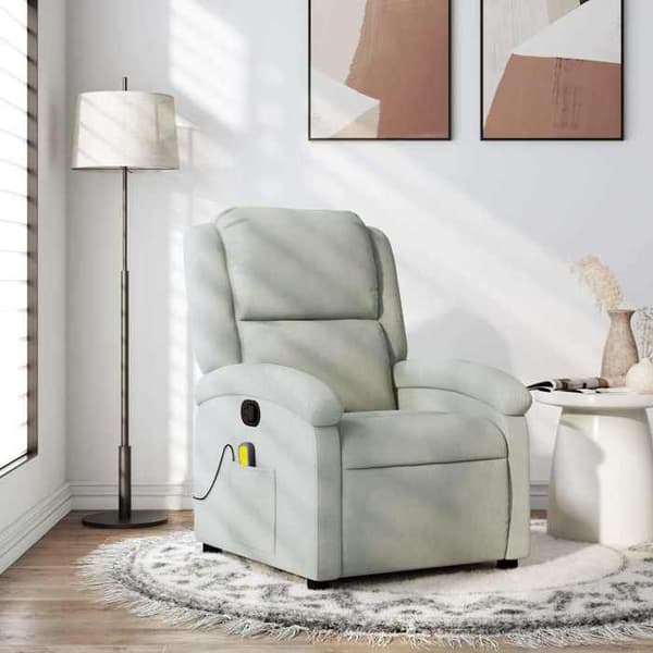 Maison Exclusive - Vaaleanharmaa samettinen hierontatuoli