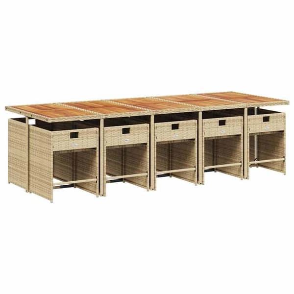 Maison Exclusive - Puutarhakalusteryhmä ja tyynyt 11 kpl beige polyrottinki