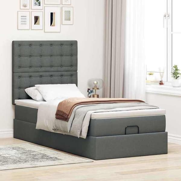 Sängsoffa - Maison Exclusive - 90x200 cm - Mörkgrått tyg - Madrass ingår Mörkgrå