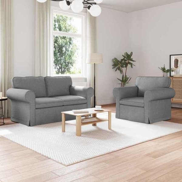 Maison Exclusive - 2 kpl sohvakokonaisuus vaaleanharmaata kangasta Ljusgrått