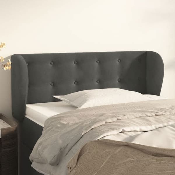 Maison Exclusive - Päätylevy korvilla Tummanharmaa 103x23x78/88 cm Sametti mörkgrå