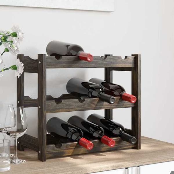Maison Exclusive - Flaskeholder til 12 flasker sort solid fyrretræ Svart
