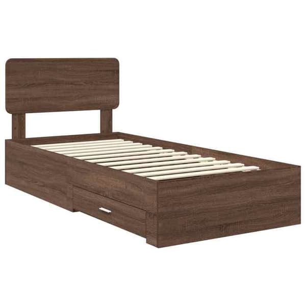 Maison Exclusive - Sängram i mörk ek 75 x 190 cm Ingenjörsträ