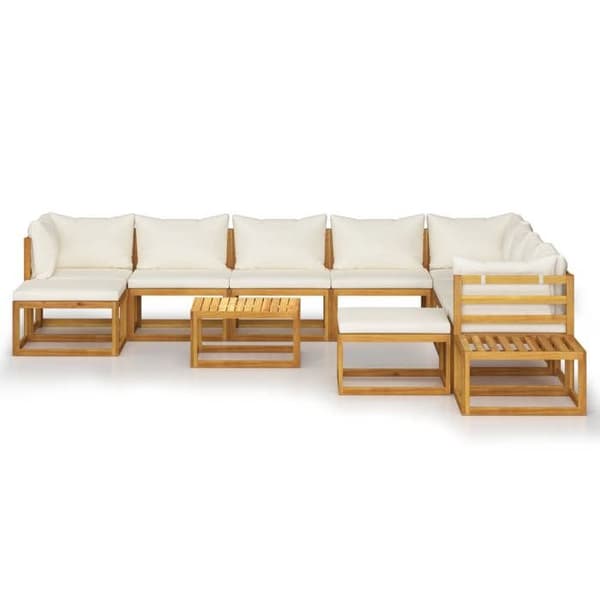 Maison Exclusive - Trädgårdsmöbler 12 delar med kuddar Creme Solid akaciaträ