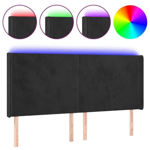 Maison Exclusive - LED-päätymustalla 183x16x118/128 cm sametti Svart