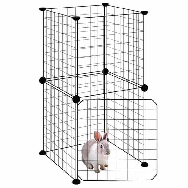 Maison Exclusive - Kæledyrbur med 8 paneler og dør Sort 35x35x70 cm