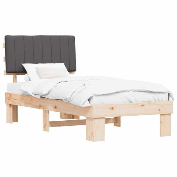 Maison Exclusive - Sengestel med polstret hovedgærde Mørkegrå 90 x 190 cm Mörkgrå