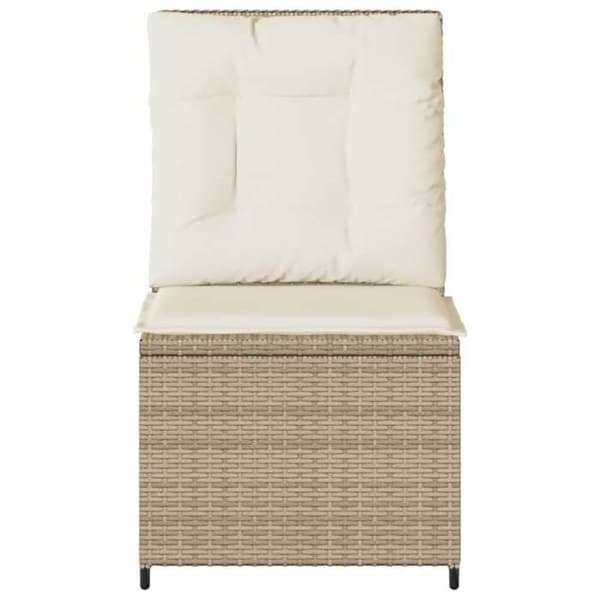 Maison Exclusive - Justerbar trädgårdssoffa med beige kuddar i flätad resin