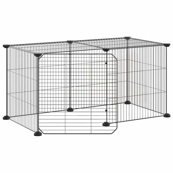 Maison Exclusive - Kæledyrbur med 8 paneler og dør Sort 70x35x35 cm