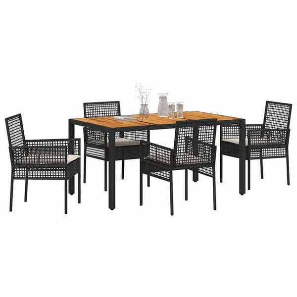 Maison Exclusive - 5 pc have spisebordssæt i sort polyrotin