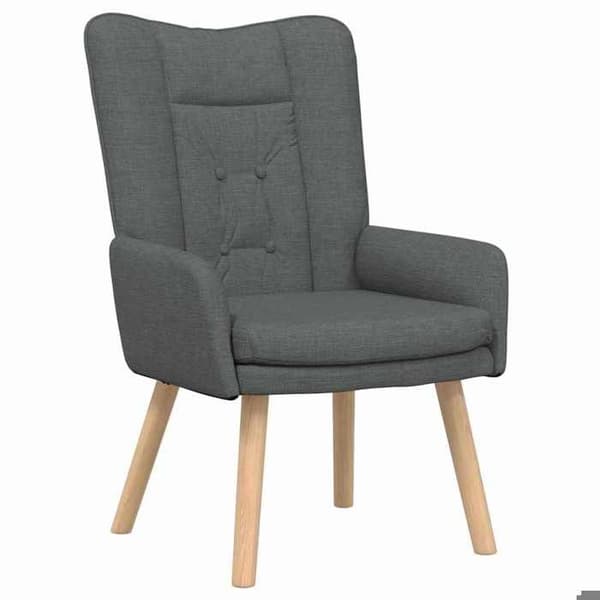 Fåtölj - EXKLUSIV HEM - 63 x 67 x 94 cm - Mörkgrå - Polyester tyg - Gummiträ ben Mörkgrå